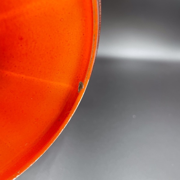 Mid Century Clear Glass Candy Dish w/Orange glass lid - Picture 7 of 11